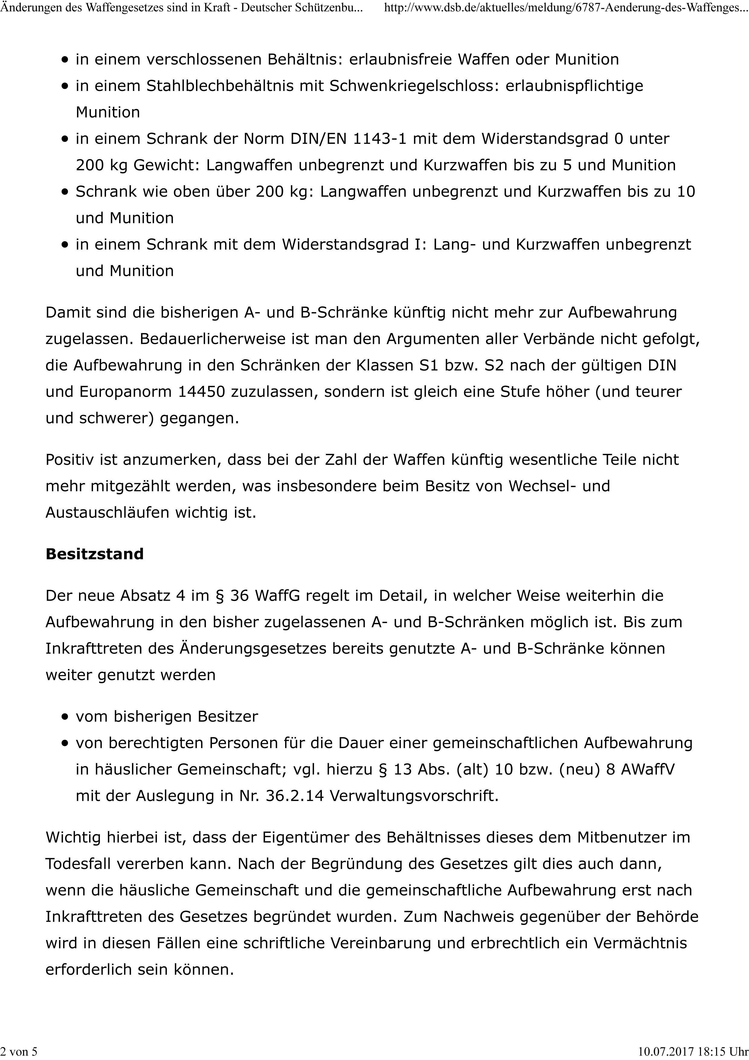 �nderungen des Waffengesetzes sind in Kraft - Deutscher Sch�tzenbund e 2