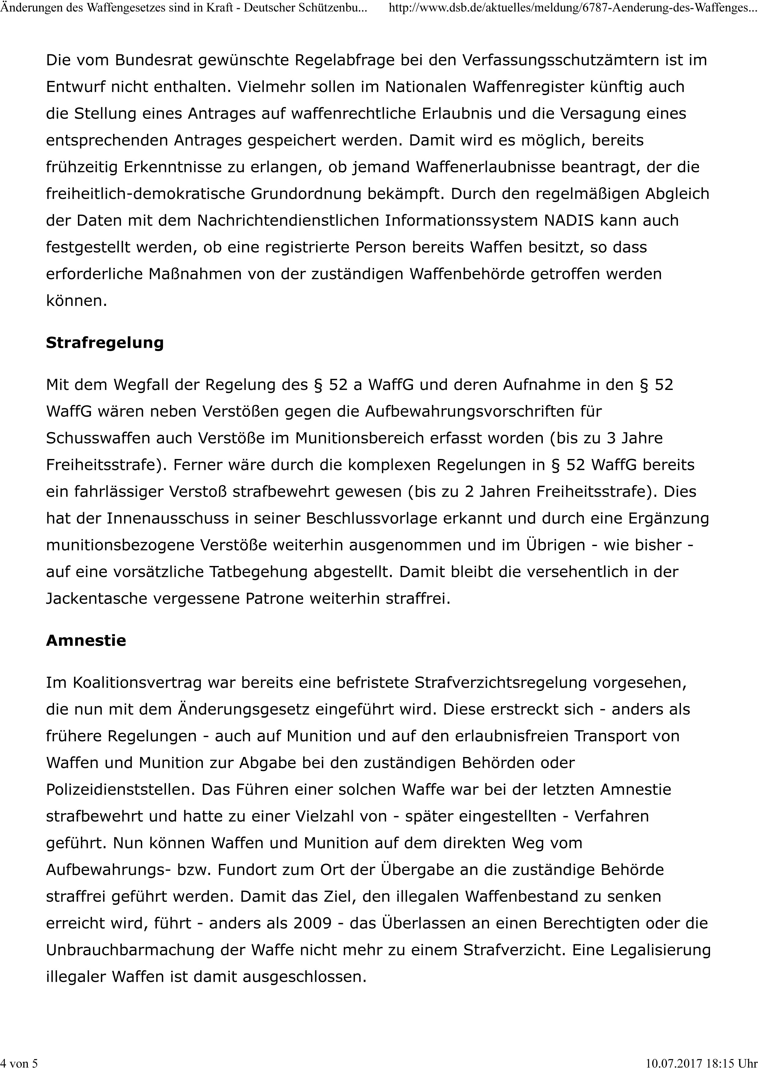 �nderungen des Waffengesetzes sind in Kraft - Deutscher Sch�tzenbund e 4