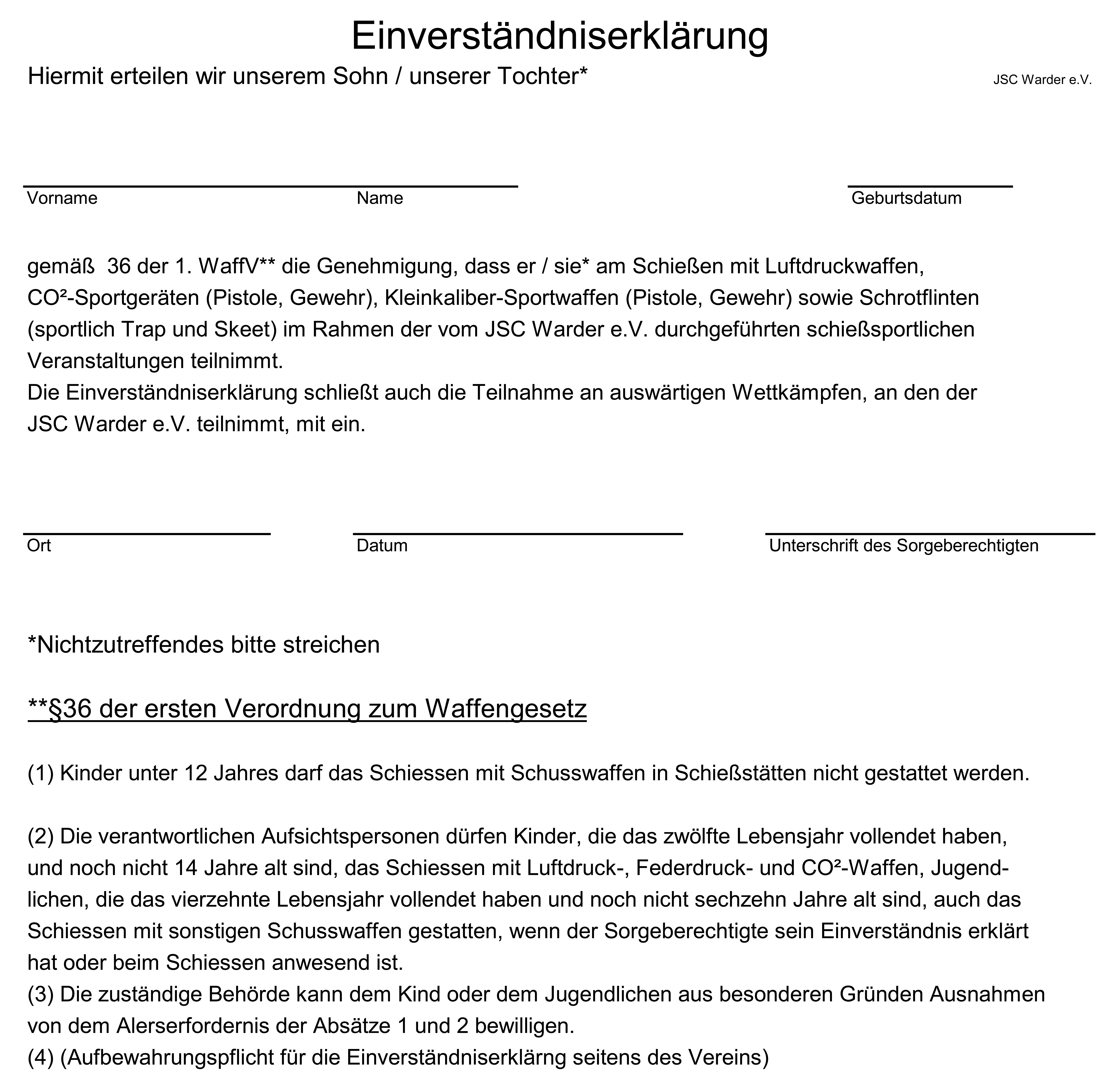 Aufnahmeantrag  JSC 2