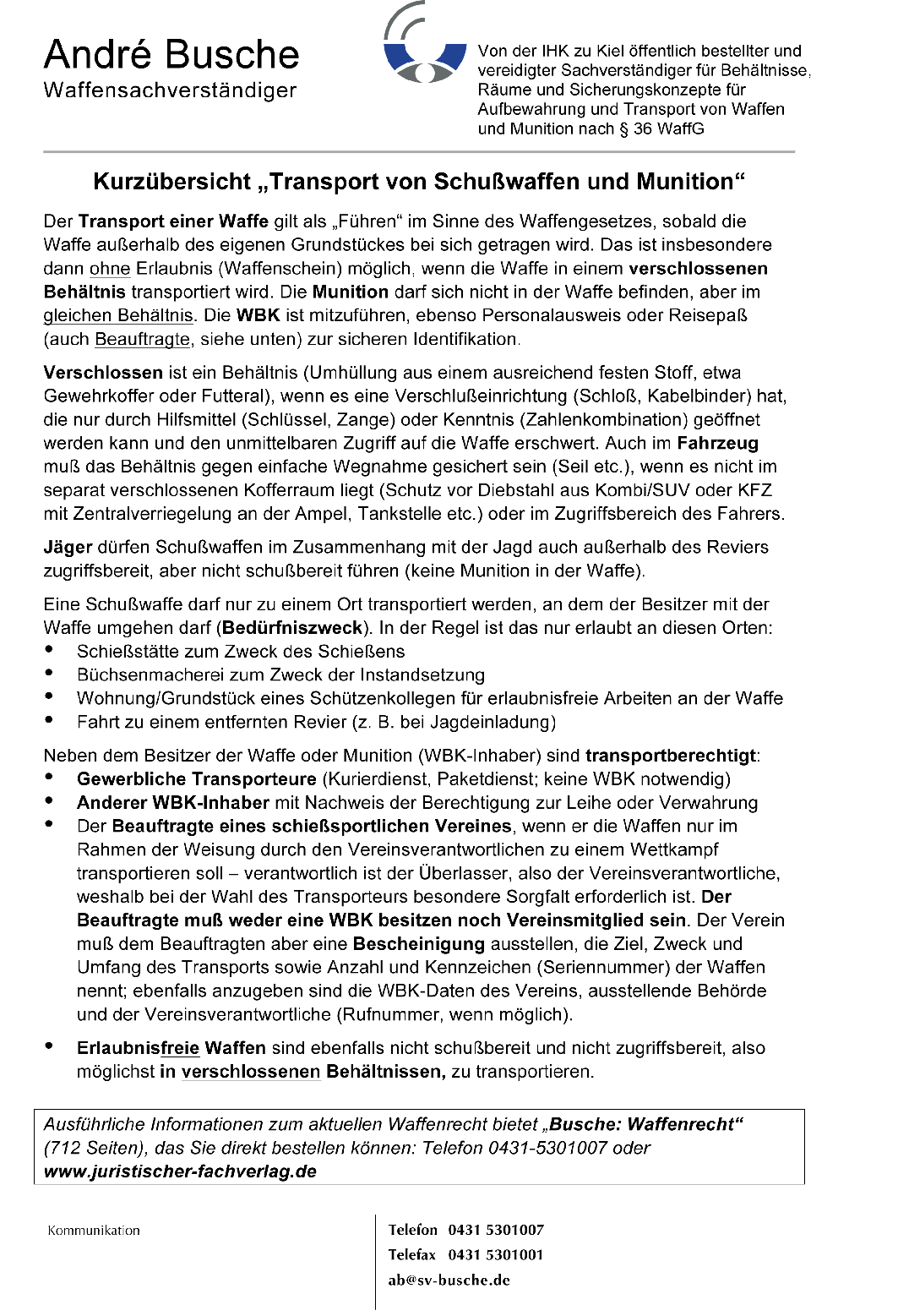 Merkblatt Leihe Verwahrung Transport 2013-2