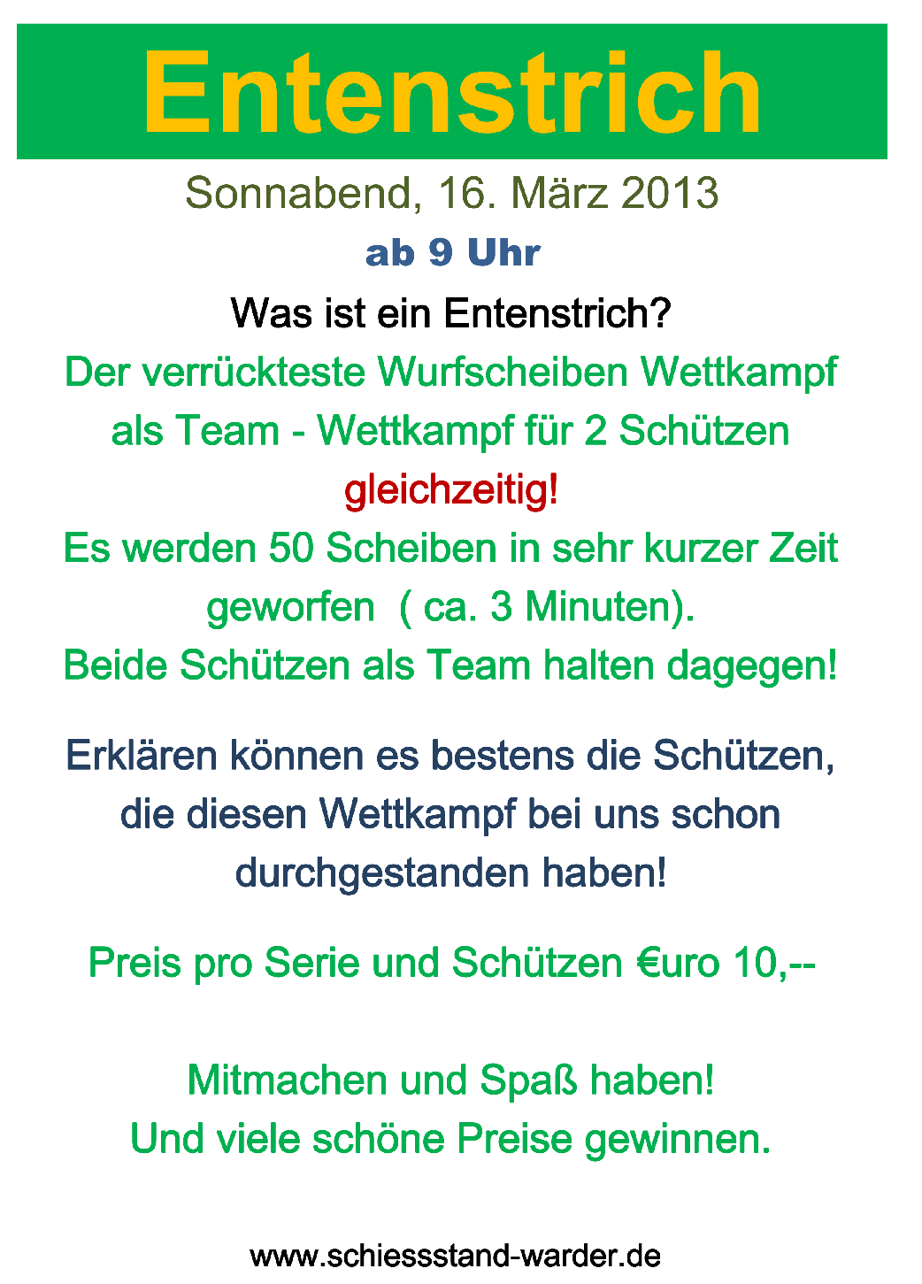 Entenstrich-Ausschreibung Entenstrich-Ausschreibung